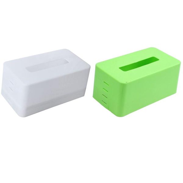 Scatole di fazzoletti Tovaglioli 2 pezzi Portatovaglioli di plastica rettangolari Dispenser di carta igienica Supporto per custodia Home Office Decoration, Bianco Verde