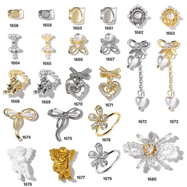 

nail art decorations 2pcs luxury zircon crystal rhinestones alloy gold/silver fashion chains jewelry ornaments, Silver;gold