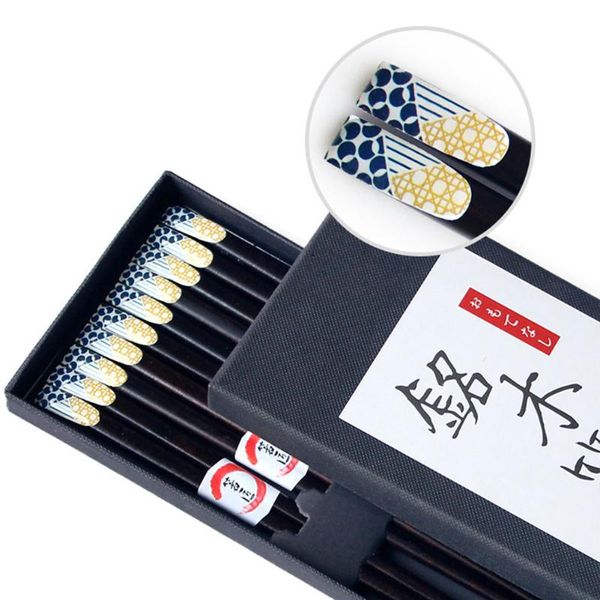 

chopsticks 5 pair natural japanese-style durable wood tableware dinnerware set home kitchen for sushi chinese dish barbecue