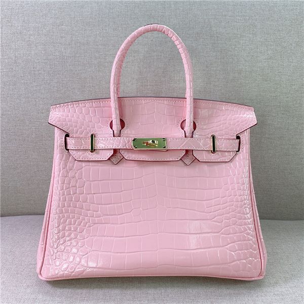 

design handbag 2021 summer new leather cowhide pink crocodile fashion versatile one shoulder messenger bag, Red;black