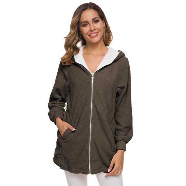 

women's jackets plus size 5xl winter women plush long coats casual zipper loose fluffy hooded jacket overcoat warm fleece soft pocket o, Black;brown