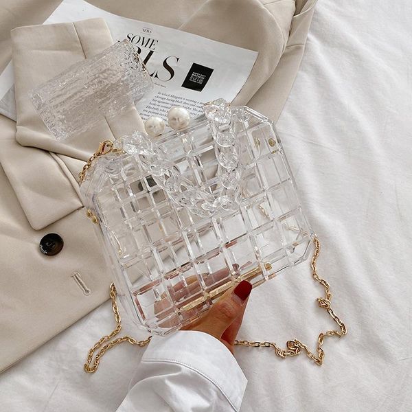

evening bags original brand 2021 fashion chain handcart shoulder handbag slung acrylic box bag