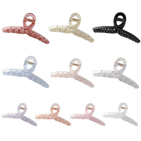 

acetate jumbo hair claw clear jelly candy color non-slip banana clip barrette x7ya accessories, Slivery;white