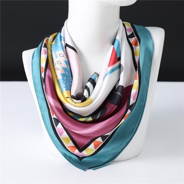

scarves foulard female scarf design girl print cartoon silk neck women hair band shawls wraps bandana headerchief summer, Blue;gray