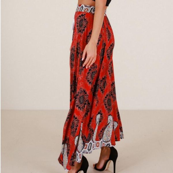 

skirts summer arrival fashion elastic waist bohemian style flower printed women long skirt, Black