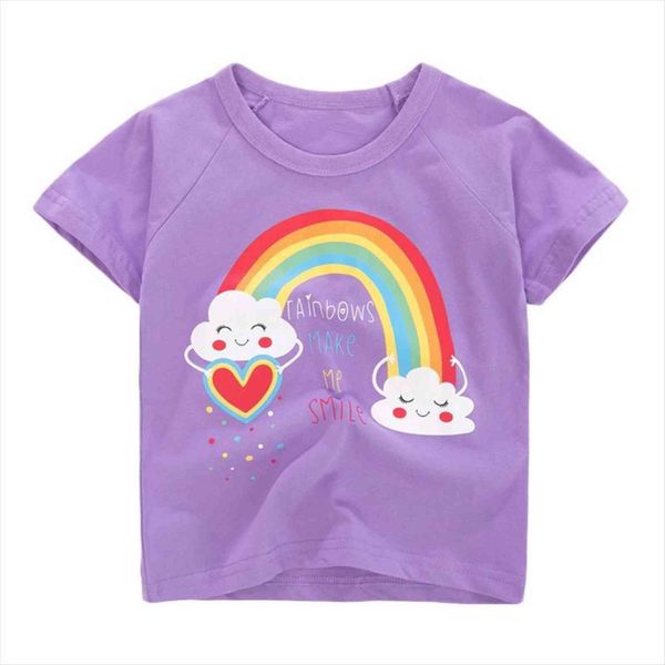 

little maven kids t shirts summer rainbow purple colors girls tees childrens clothing baby cotton garments, Blue