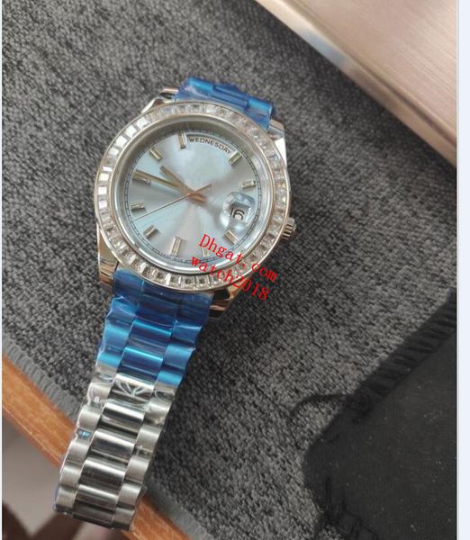

luxury mens watch platinum 41mm ice blue diamond bezel 228396 automatic sapphire mirror stainless steel bracelet men's watches wristwat, Slivery;brown