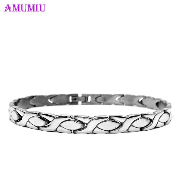 

link, chain amumiu 2021 women's jewelry itanlian elastic charm bracelet fashion silver stainless steel bangle b034, Black
