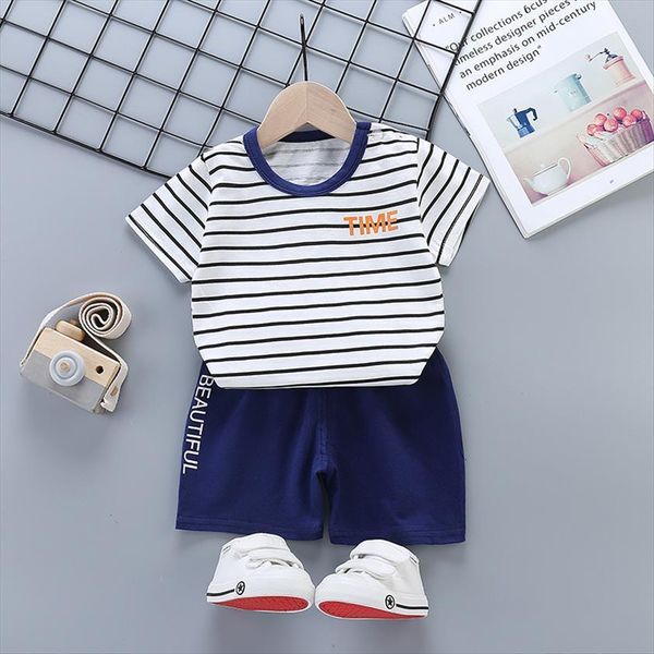 

childrens clothing short sleeve suit pure cotton clothes toddler outfits boy girl t shirt shorts set, White