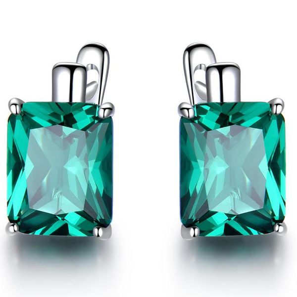 

luxury emerald gemstone earrings for women 925 sterling silver geometry green crystal stud wedding female jewelry, Golden;silver