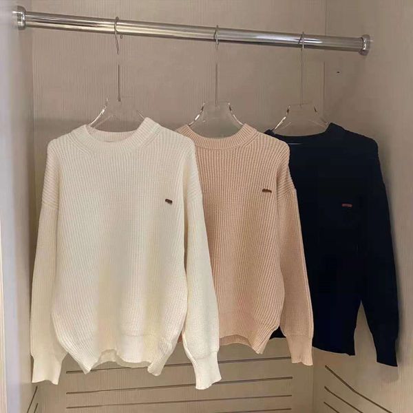 

chaopai saijia 2021 autumn new chest small label stitching simple thin sweet fresh women's sweater, White;black