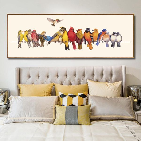 

paintings nordic home decor colourful birds on wire vivid animal poster and prints oil painting canvas wall art picture for living room