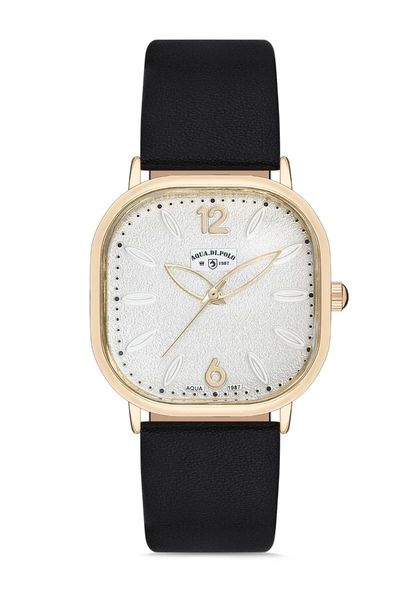 

wristwatches stylish black leather watchband gold case color female wristwatch clock, Slivery;brown