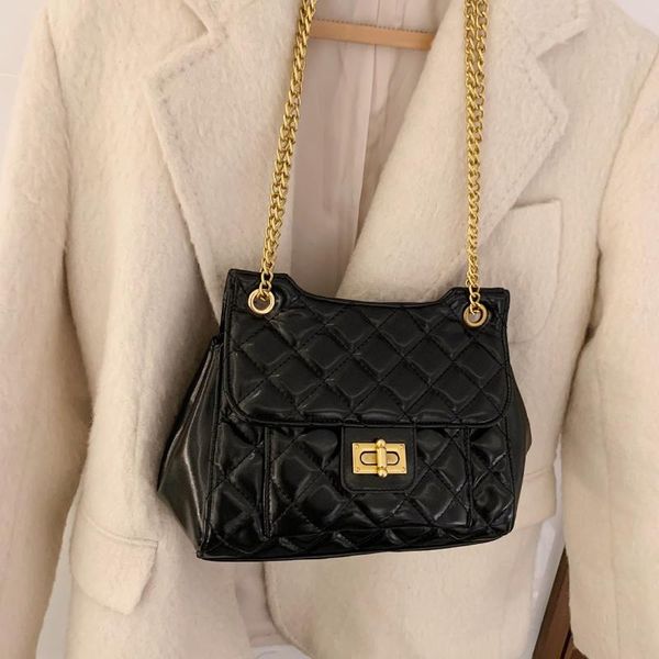 

female bag fashion ladies shoulder luxury trend all-match rhombus chain messenger solid color classic bags