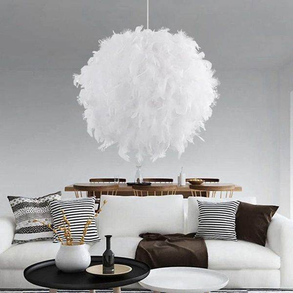 

pendant lamps bedroom chandelier warm and romantic nordic lighting living room master creative ins girl feather c50