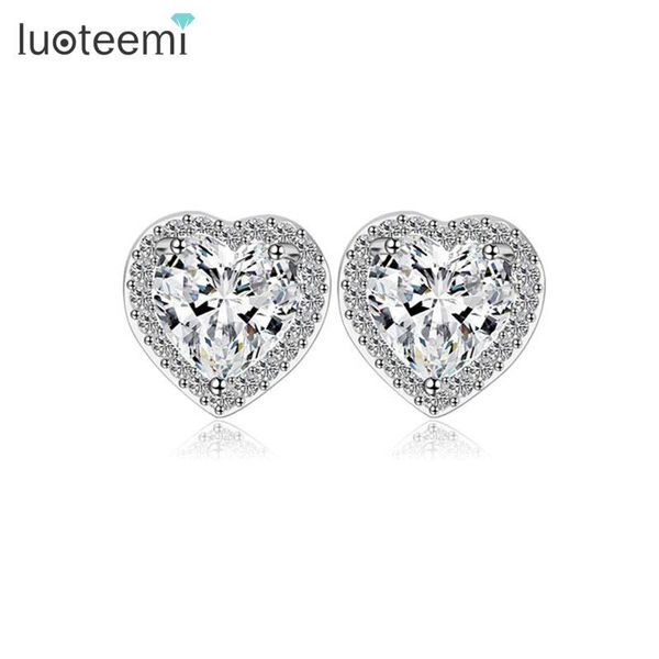 

stud luoteemi fashion small size cute love heart cz earrings for lady ol style earring jewelry good bridal wedding gifts, Golden;silver