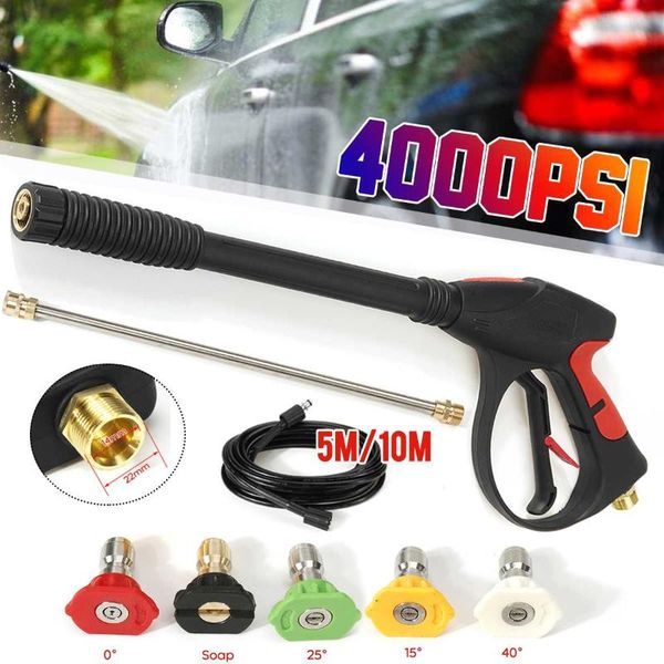 

water gun & snow foam lance 4000psi high pressure car washer spray washing tools pump extend wand with 5/10m hose watering cleaning tool
