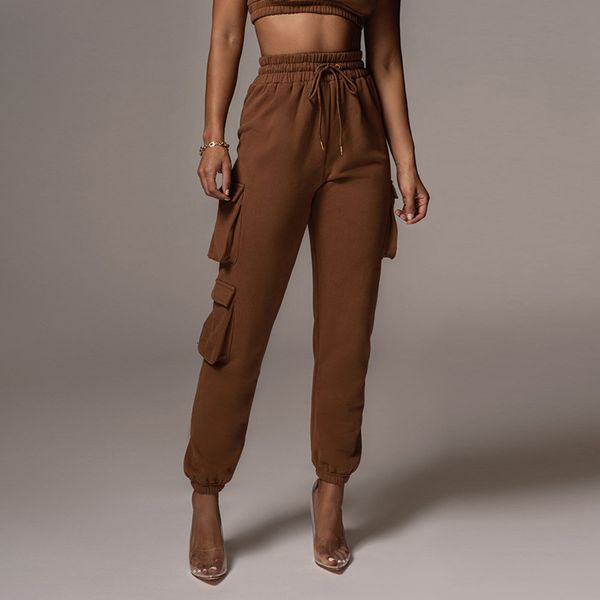 

capris high waist pocket with sweatpants strap for women fashion pants, Black;white