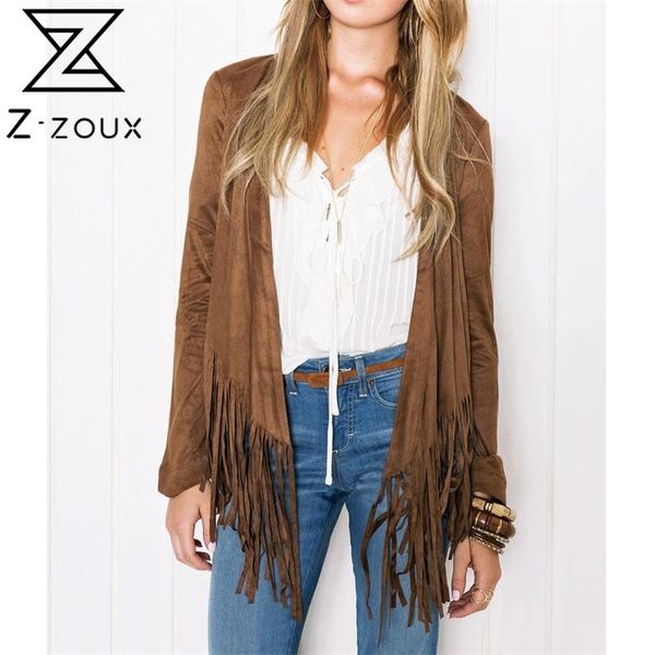 

women coat long sleeve jacket fashion tassel cardigan loose casual woman all match ladies jackets autumn 210513, Black;brown