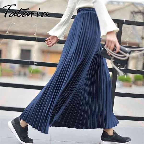 

1 autumn velvet skirt woman high waisted pleated midi women metallic solid color ankle length office lady 210514, Black