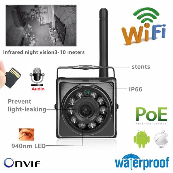 

8mp outdoor ip66 audio tf card wireless poe mini ip wifi camera 1080p 5mp h.264 h.265 night vision webcam security cameras