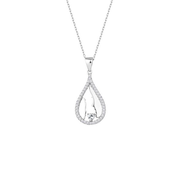 

heart stone mother baby silver necklace #21708 chains