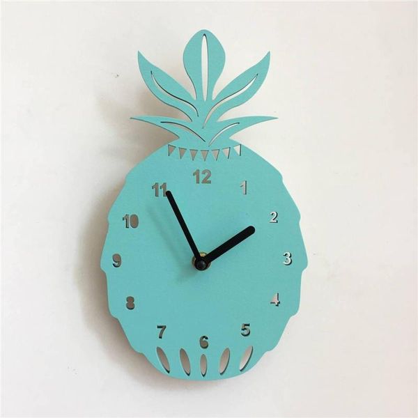 

wall clocks nordic wooden pineapple shaped mute clock kids baby nursery room deco table deskdecoration gift 14*24cm