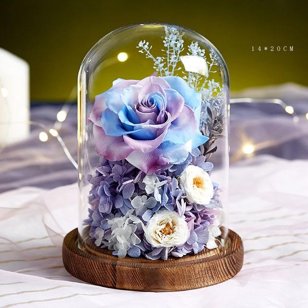 

decorative flowers & wreaths 2021 romance eternal life flower glass cover rose led battery lamp birthday valentine's day present mother