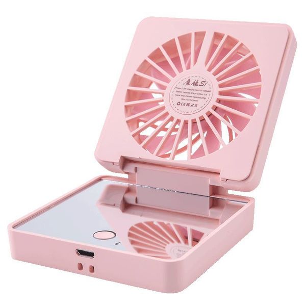 

portable mini fan 2 in 1 handheld fold vanity makeup mirror pocket electric fans