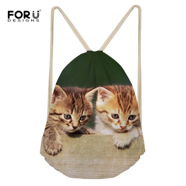 

backpack forudesigns fashion drawstring bag printing cats teenagers girls travel storage package cute small shopping bags
