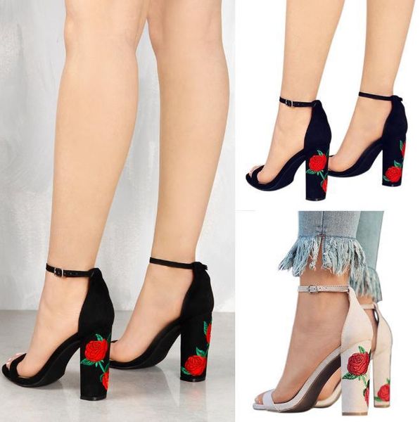 

sandals 2021 fashion spring and autumn foreign trade super high-heeled european american style embroidered shoes wom, Black