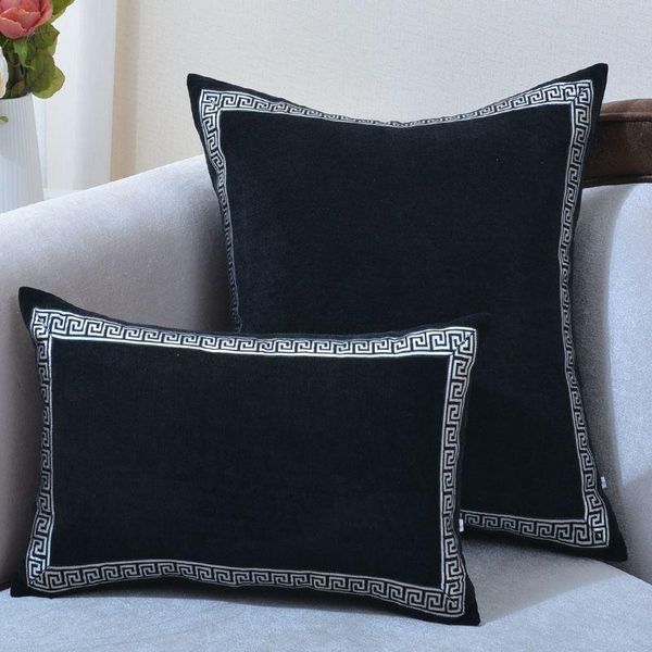 

cushion/decorative pillow high-grade neoclassical backrest cover china style european cushion velvet embroidery stitching covers pure color