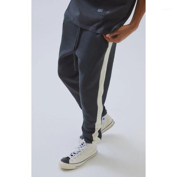 

men's pants 2021 heavy fabric fg 1:1 quality f0g side stripe color matching women men casual oversized streetwear, Black