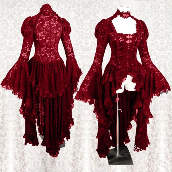 

casual dresses medieval gothic women lace dress victorian gown cardigan halloween cosplay oversize, Black;gray
