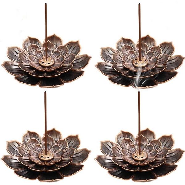 

fragrance lamps 4 pack brass incense holder,lotus stick burner,detachable ash catcher for home decor,yoga,spa room