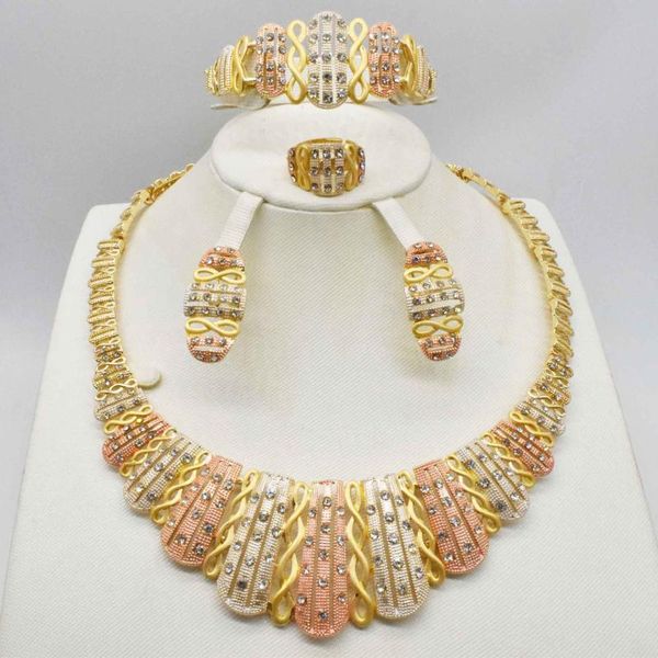 Brincos Colar 2021 Moda Jewelry Wedding Set em Protetive Color Protective Dubai Italian Women Tourism