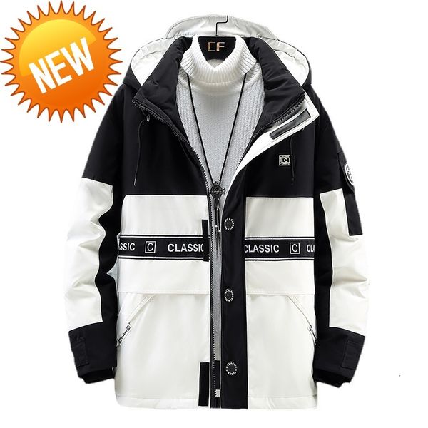 

2021 new down jacket detachable hat zipper , large pockets warm and fashionable hight quality brand man's, Black