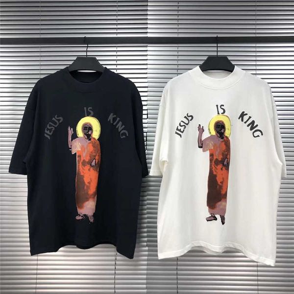 

men's t-shirts t-shirt kanye west t-shirts high-quality portrait of print jesus is king tee oversize 1bq0, White;black