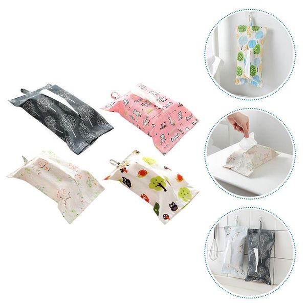 

tissue boxes & napkins 4pcs storage pouch napkin bag box hanging (random style)