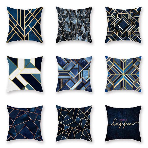 

cushion/decorative pillow modern dark blue geometric cover digital printing office sofa cushion 45x45cm bedroom pillowcase