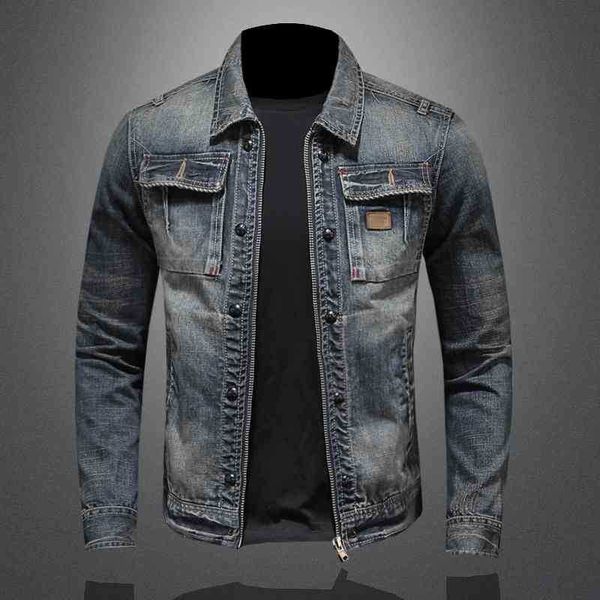 

euro size individual zipper motorcycle jacket men's lapel denim trend, Black;brown