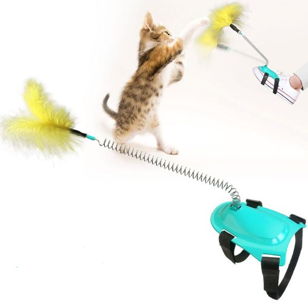 

cat toys feather stick spring suction cup with bell mouse supplies pet elastic feathers