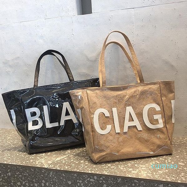 

evening bags pvc letter for women 2021 large-capacity fashion messenger tote kraft paper beach bag waterproof travel