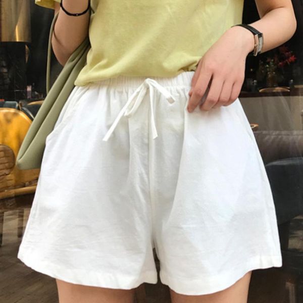

women's shorts women summer polyester trousers high waist lady's loose and comfortable breeches girls' casual garments, White;black
