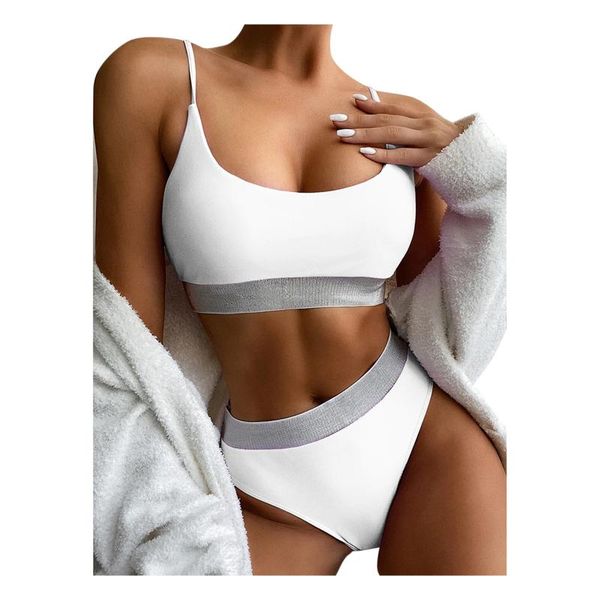 

women's swimwear high waist swimsuit women black bikini set sequin bathing suit summer padded swimsuits beachwear 2021, White;black