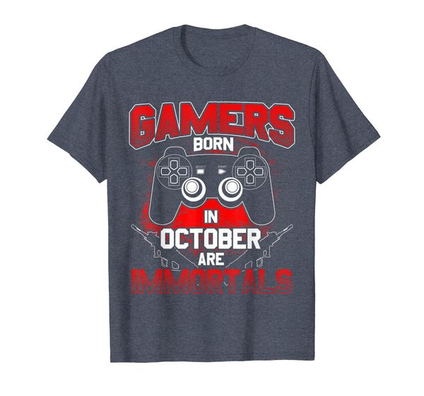 

gamers born in october are immortals t-shirt, White;black