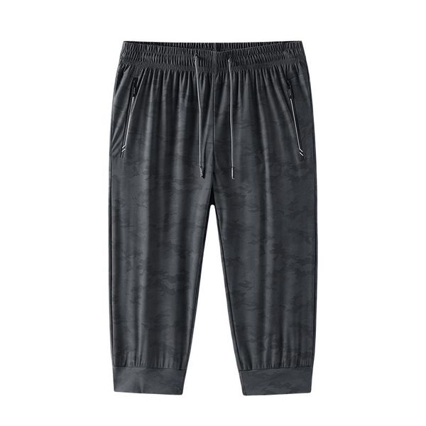 

men's shorts asian size men summer thin ice silk cropped sports loose high-stretch casual pants quick dry clothes, White;black