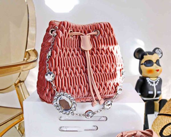 

design s autumn velvet with drawstring woven inner patch bag korean black bucket type soft handle bucket bag