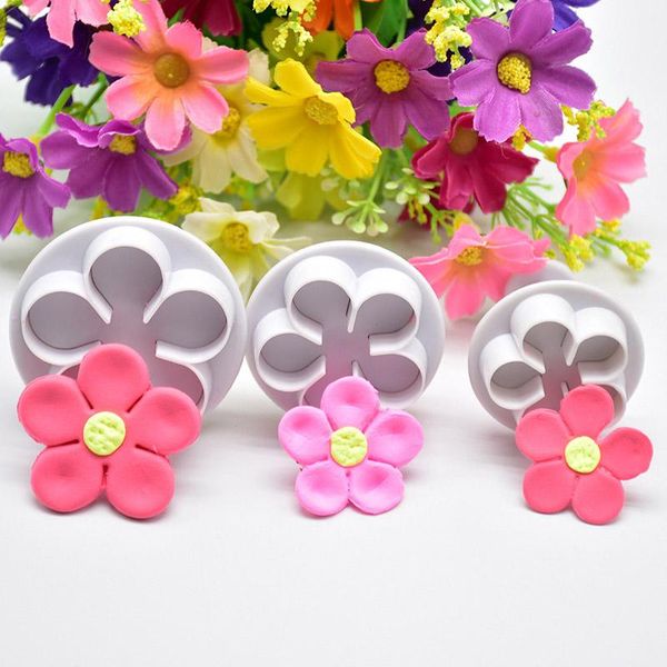 

baking moulds 3pcs cookie cutter flower plunger diy cake fondant mold plastic kitchen gadgets decorating tools accessories
