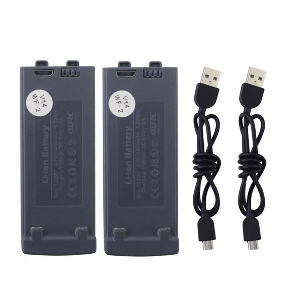 

2pcs 3.7v 1600mah lithium battery with usb charging cable for v14 4dv14 aerial pgraphy four axis aircraft rc uav li-po battery